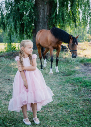 Pink Organza Flower Girl Dress Girls Party Dress